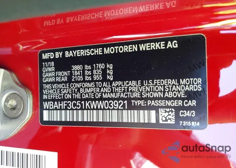 2019 BMW Z4 Sdrive30I z USA, uszkodzony, nr VIN WBAHF3C51KWW03921